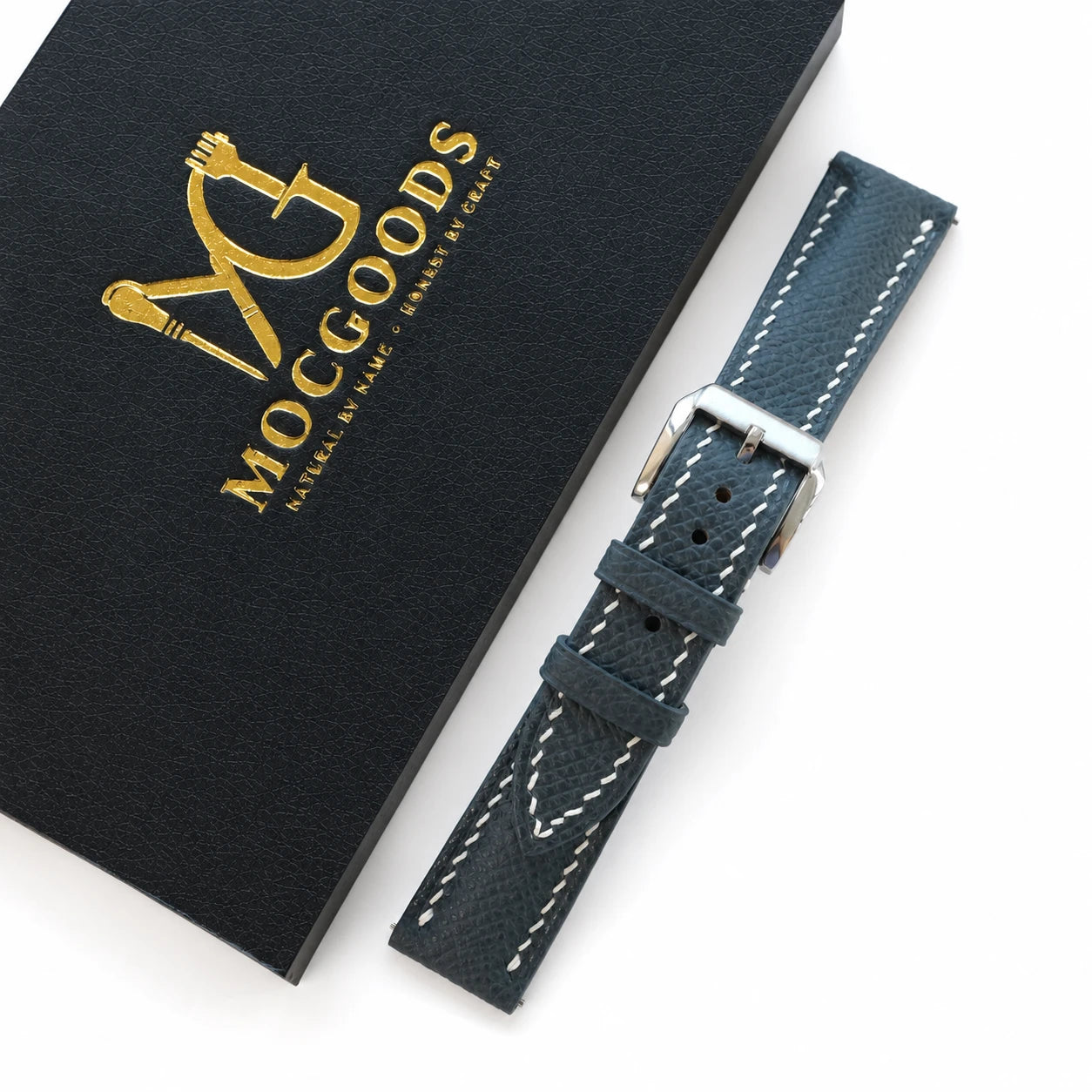 Padded Slate Gray Epsom Leather Watch Strap