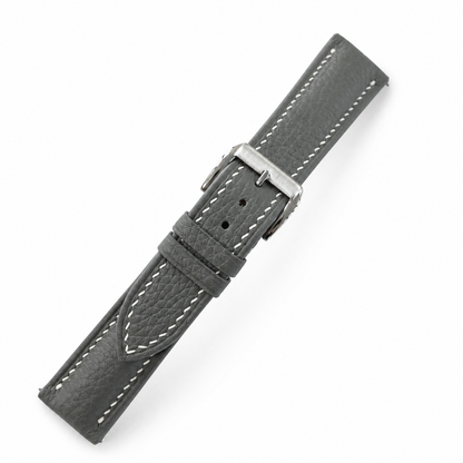 Padded Stone Gray Togo Leather Watch Strap
