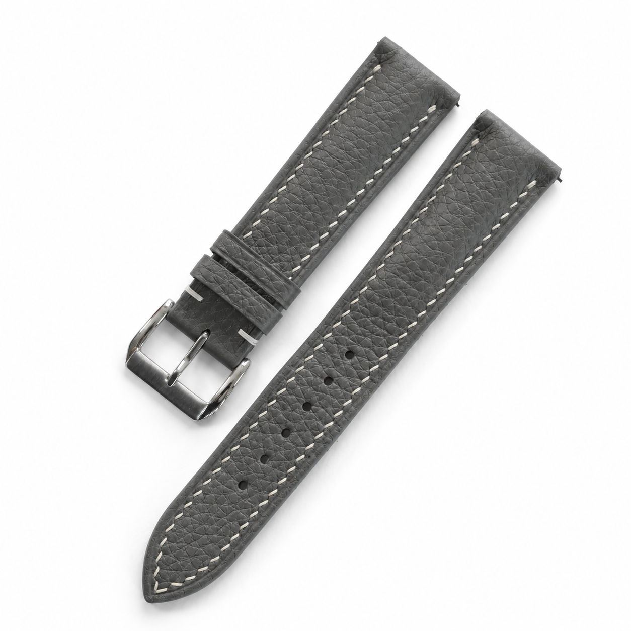 Padded Stone Gray Togo Leather Watch Strap