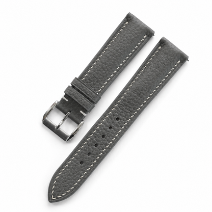 Padded Stone Gray Togo Leather Watch Strap