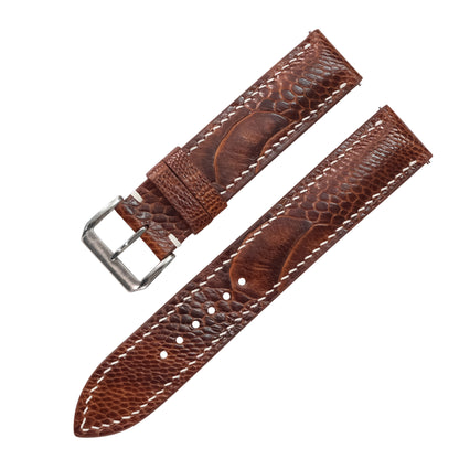Padded Chestnut Brown Ostrich Leg Leather Watch Strap