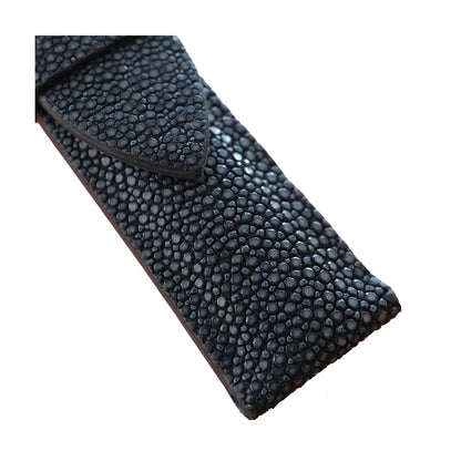 Vintage Black Stingray leather watch strap handmade