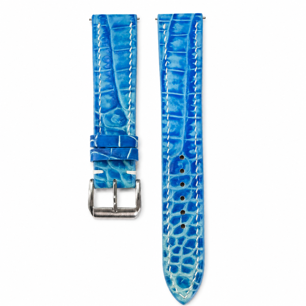 Patina Aqua Blue Alligator Leather Watch Strap
