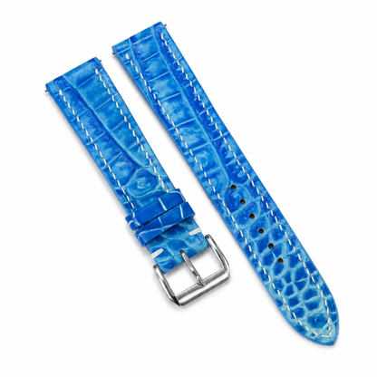 Patina Aqua Blue Alligator Leather Watch Strap