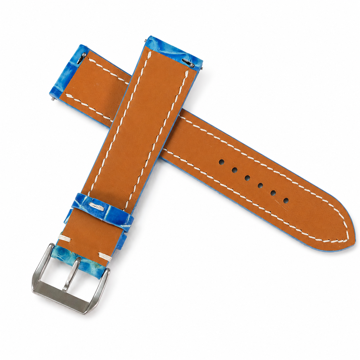 Patina Aqua Blue Alligator Leather Watch Strap