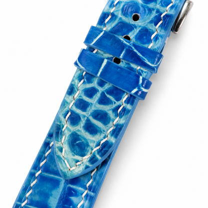 Patina Aqua Blue Alligator Leather Watch Strap