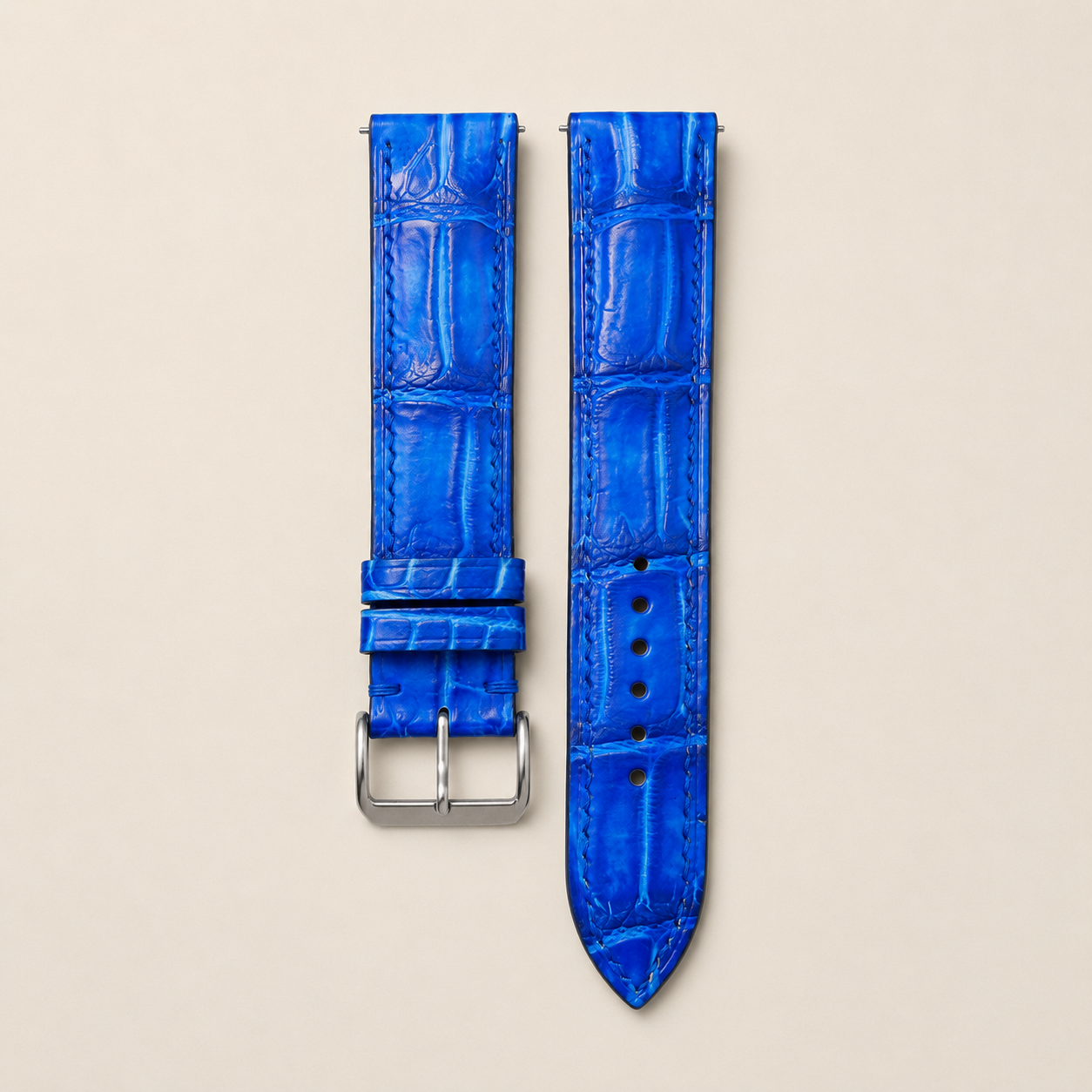 Patina Blue Alligator Leather Watch Strap