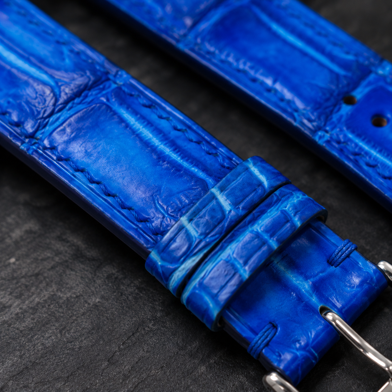 Patina Blue Alligator Leather Watch Strap
