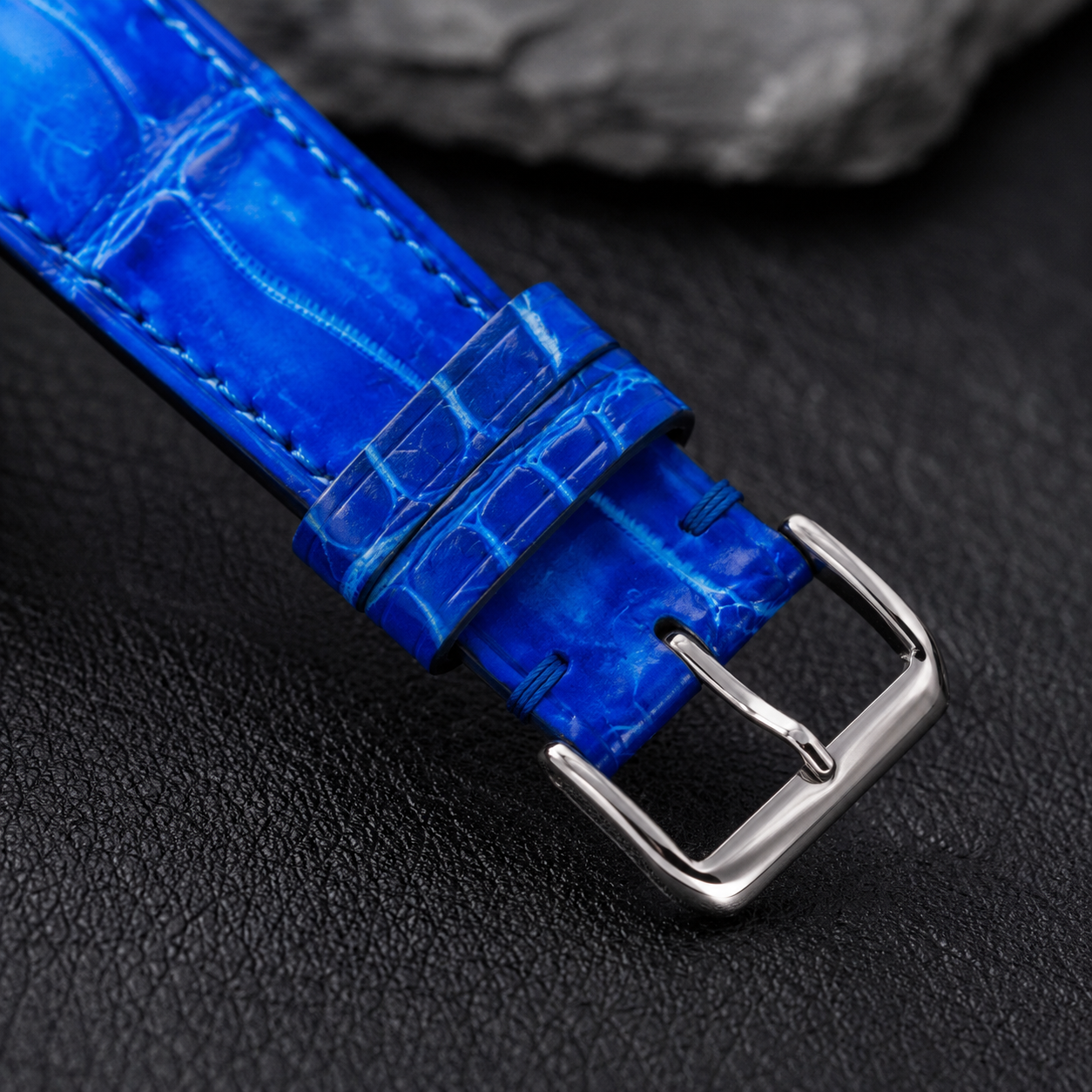 Patina Blue Alligator Leather Watch Strap