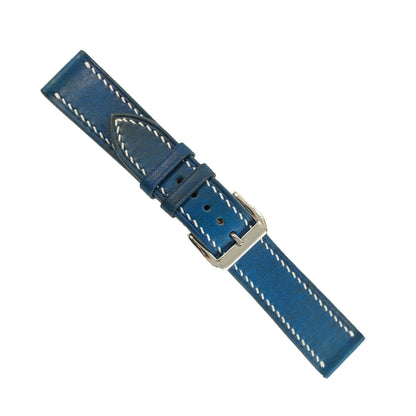 Patina Blue veg-tanned leather watch strap handmade