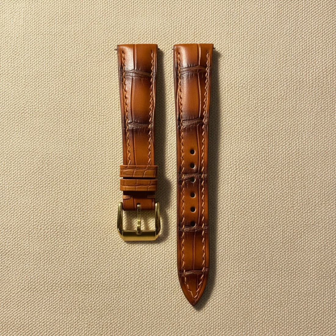 Patina Brown Alligator Leather Watch Strap