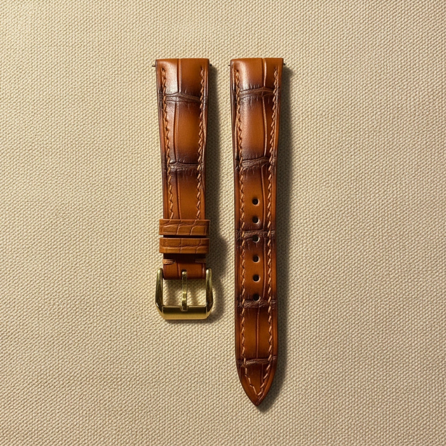 Patina Brown Alligator Leather Watch Strap
