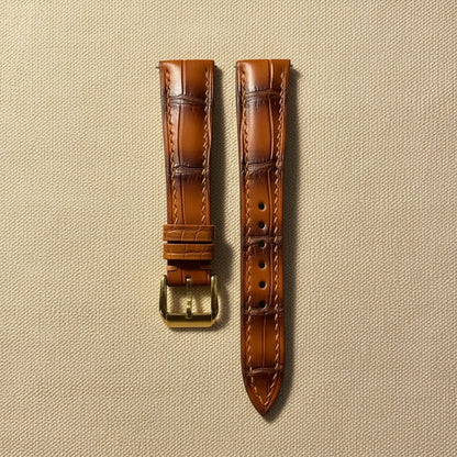 Patina Brown Alligator Leather Watch Strap