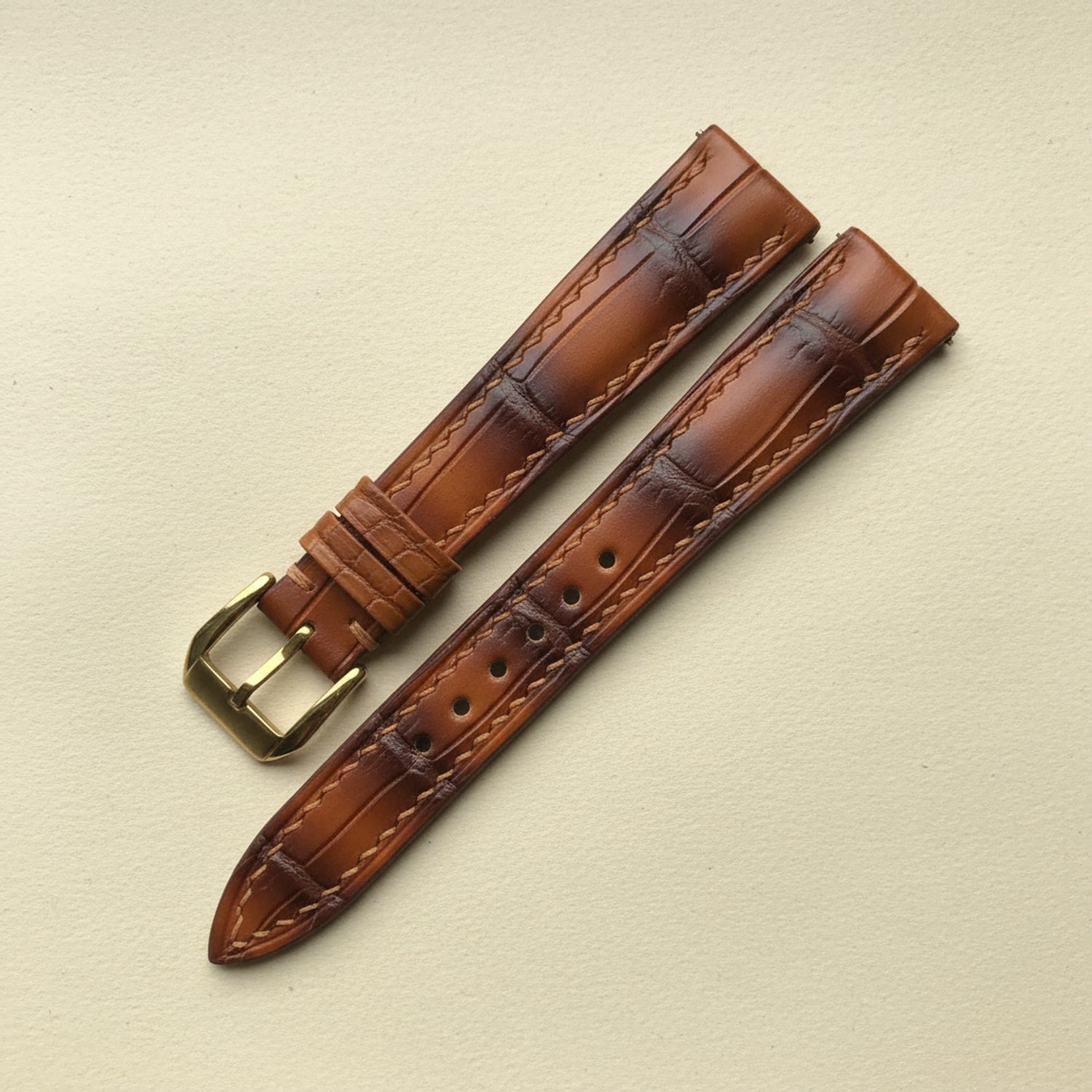 Patina Brown Alligator Leather Watch Strap