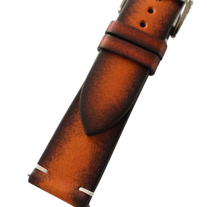Patina Brown Coffee Vegetable Tanned Leather Watch Strap