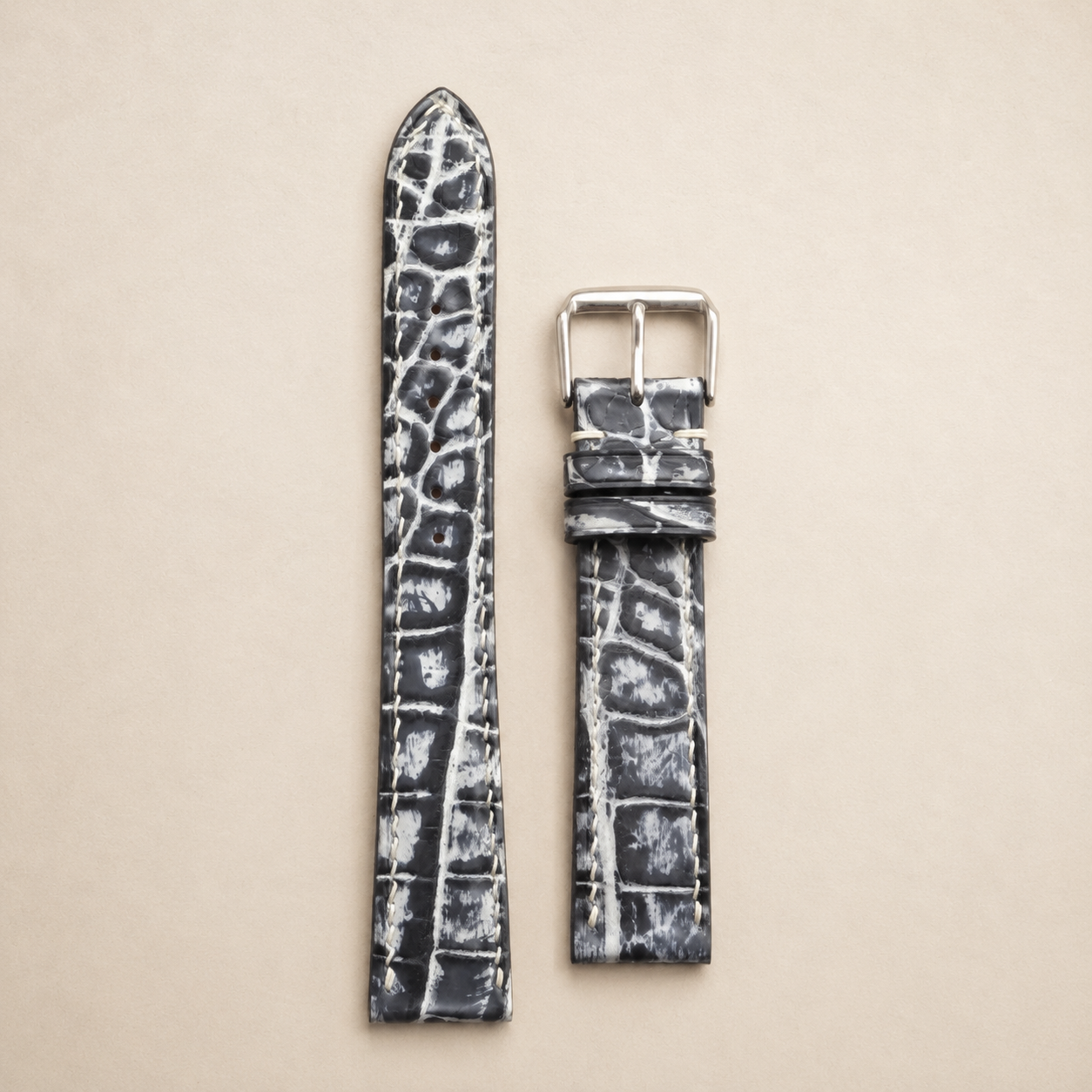 Patina Gray Alligator Leather Watch Strap