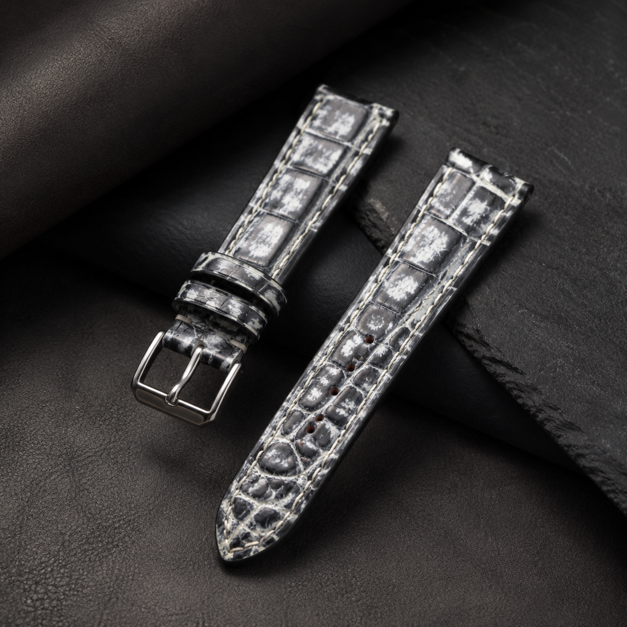 Patina Gray Alligator Leather Watch Strap