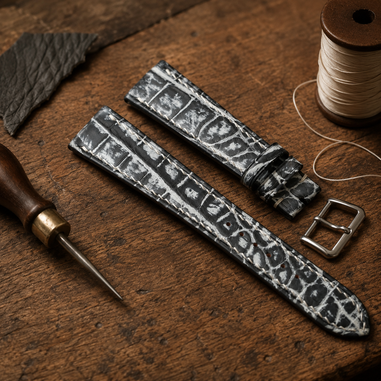 Patina Gray Alligator Leather Watch Strap