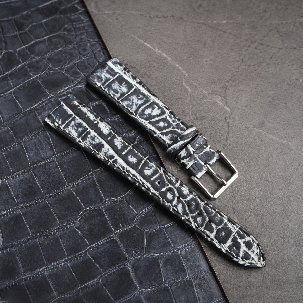 Patina Gray Alligator Leather Watch Strap