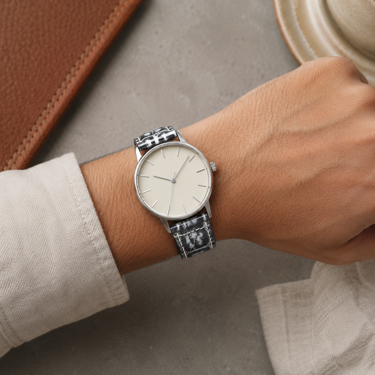 Patina Gray Alligator Leather Watch Strap