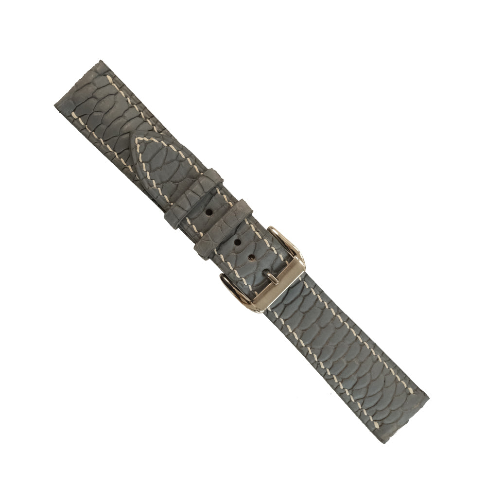 Patina Grey Beaver Tail leather watch strap handmade