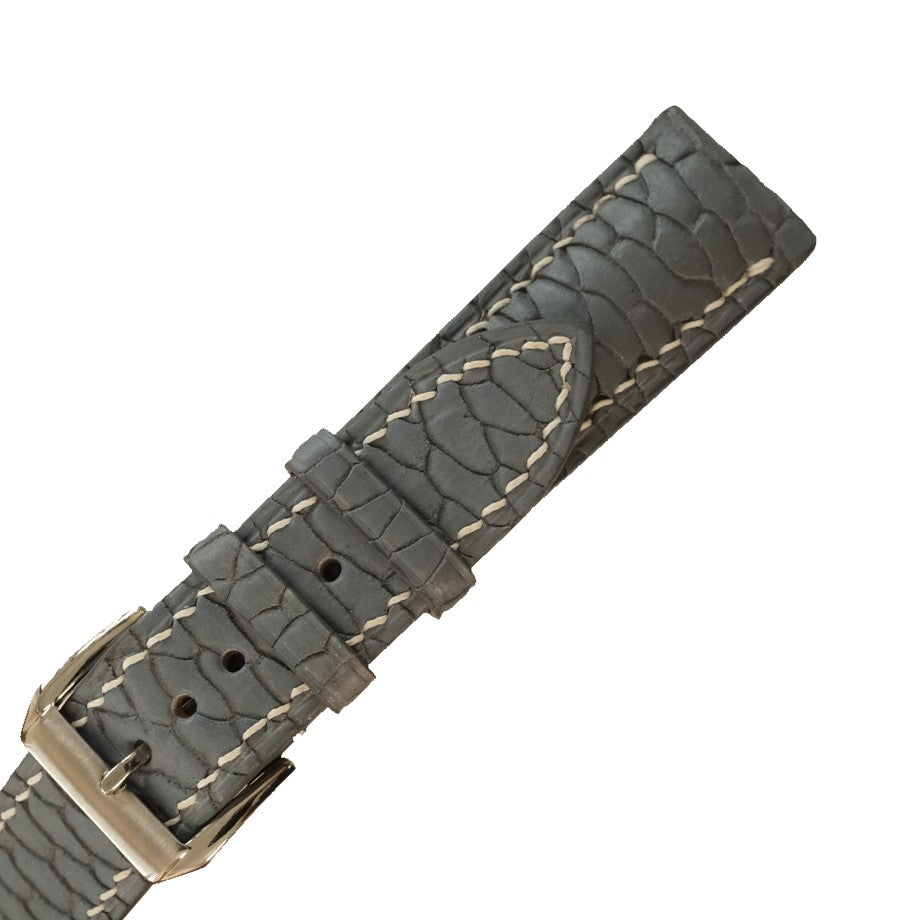 Beaver Tail grey leather watch strap detail