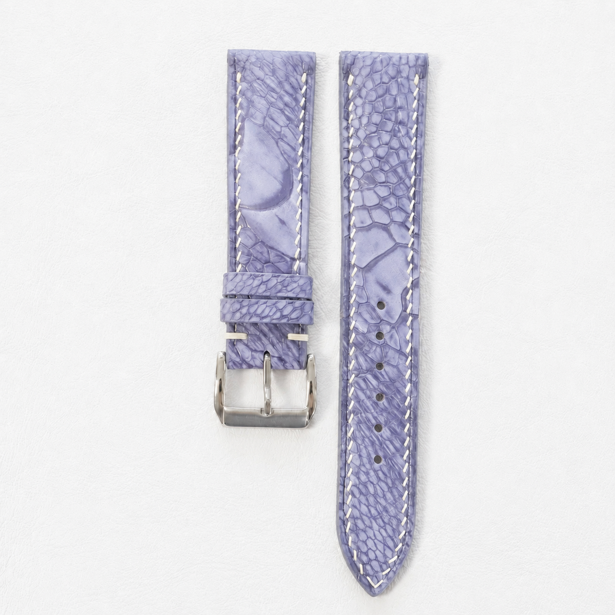 Periwinkle Blue Ostrich Leg Leather Watch Strap - Photo 1