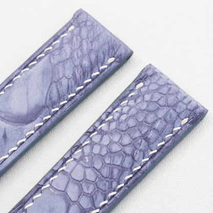 Periwinkle Blue Ostrich Leg Leather Watch Strap - Photo 3