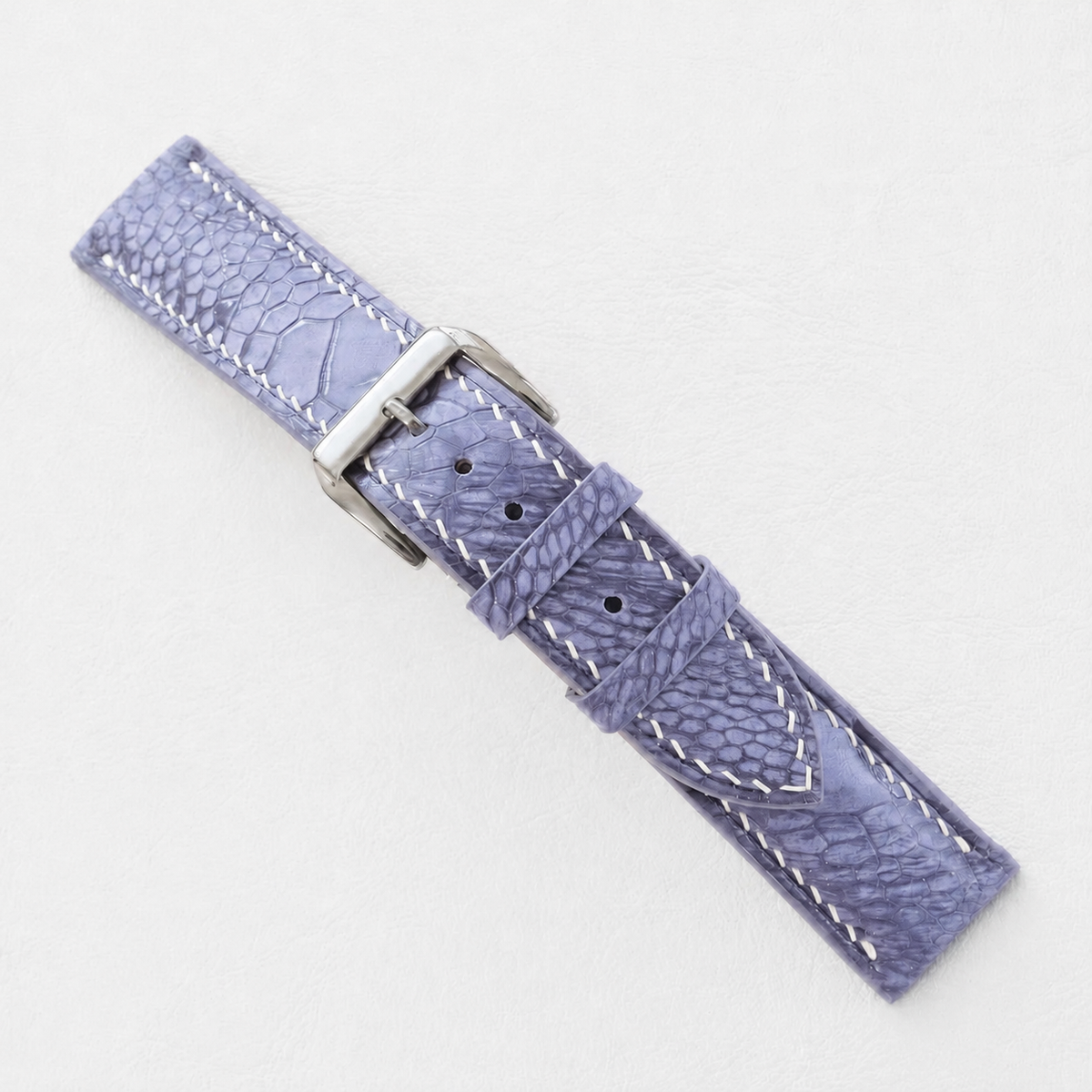 Periwinkle Blue Ostrich Leg Leather Watch Strap - Photo 4