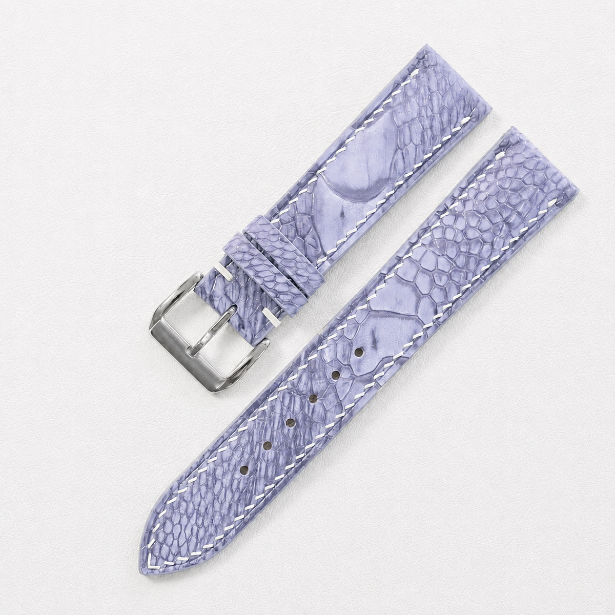 Periwinkle Blue Ostrich Leg Leather Watch Strap - Photo 5