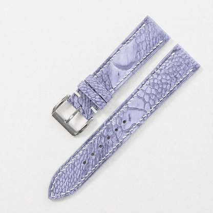 Periwinkle Blue Ostrich Leg Leather Watch Strap - Photo 5