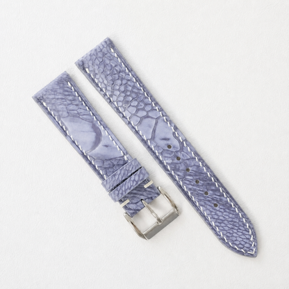 Periwinkle Blue Ostrich Leg Leather Watch Strap - Photo 6