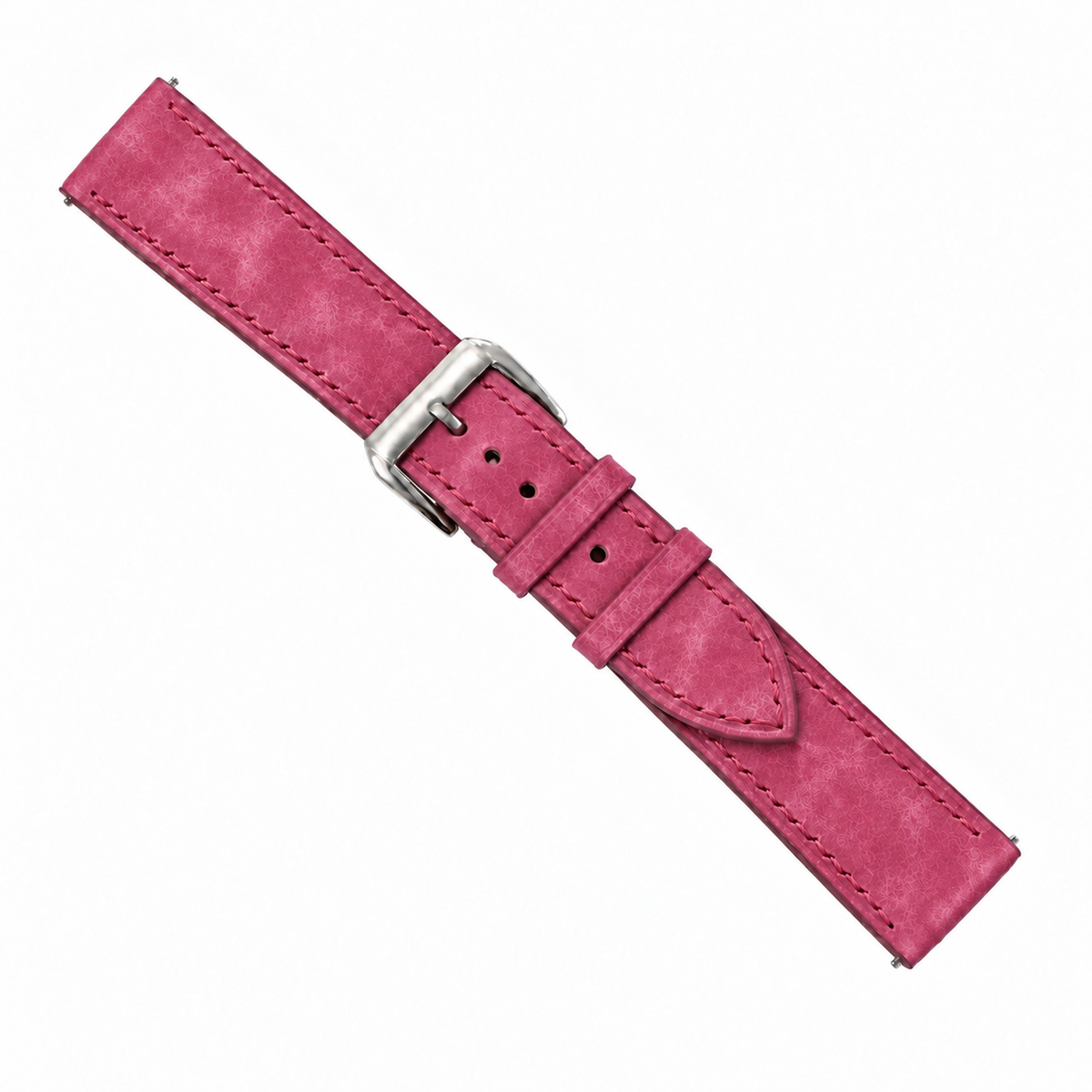 Pink Pueblo Leather Watch Strap - assembled with stainless steel buckle
