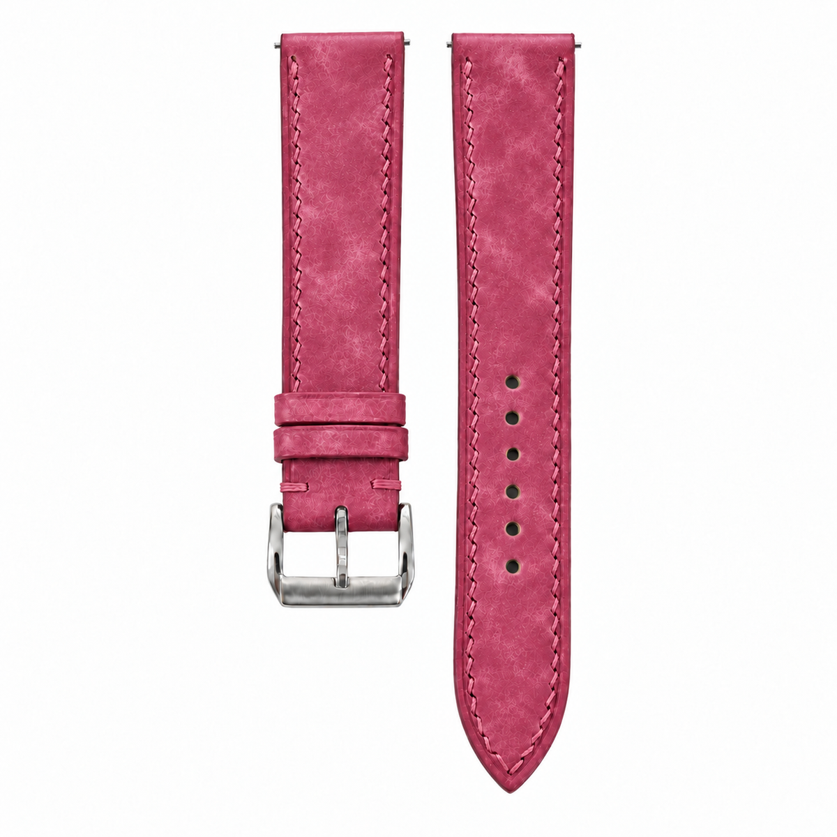 Pink Pueblo Leather Watch Strap - front and back flat lay