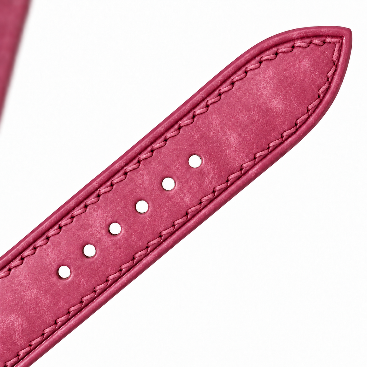 Pink Pueblo Leather Watch Strap - tapered tip and adjustment holes detail
