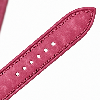 Pink Pueblo Leather Watch Strap - tapered tip and adjustment holes detail