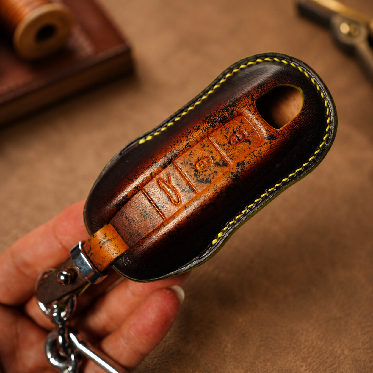 Porsche smart key leather cover