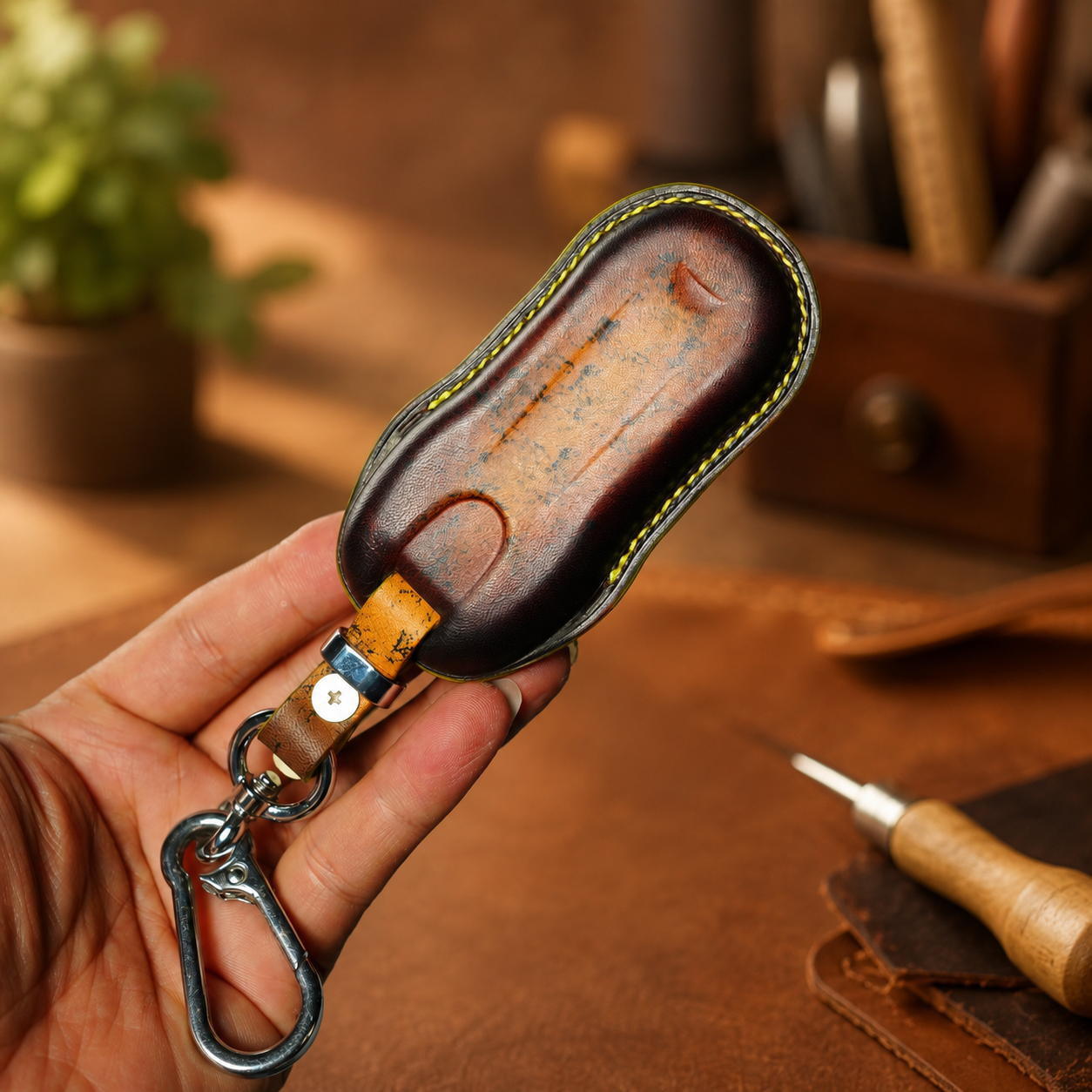 Porsche smart key leather cover