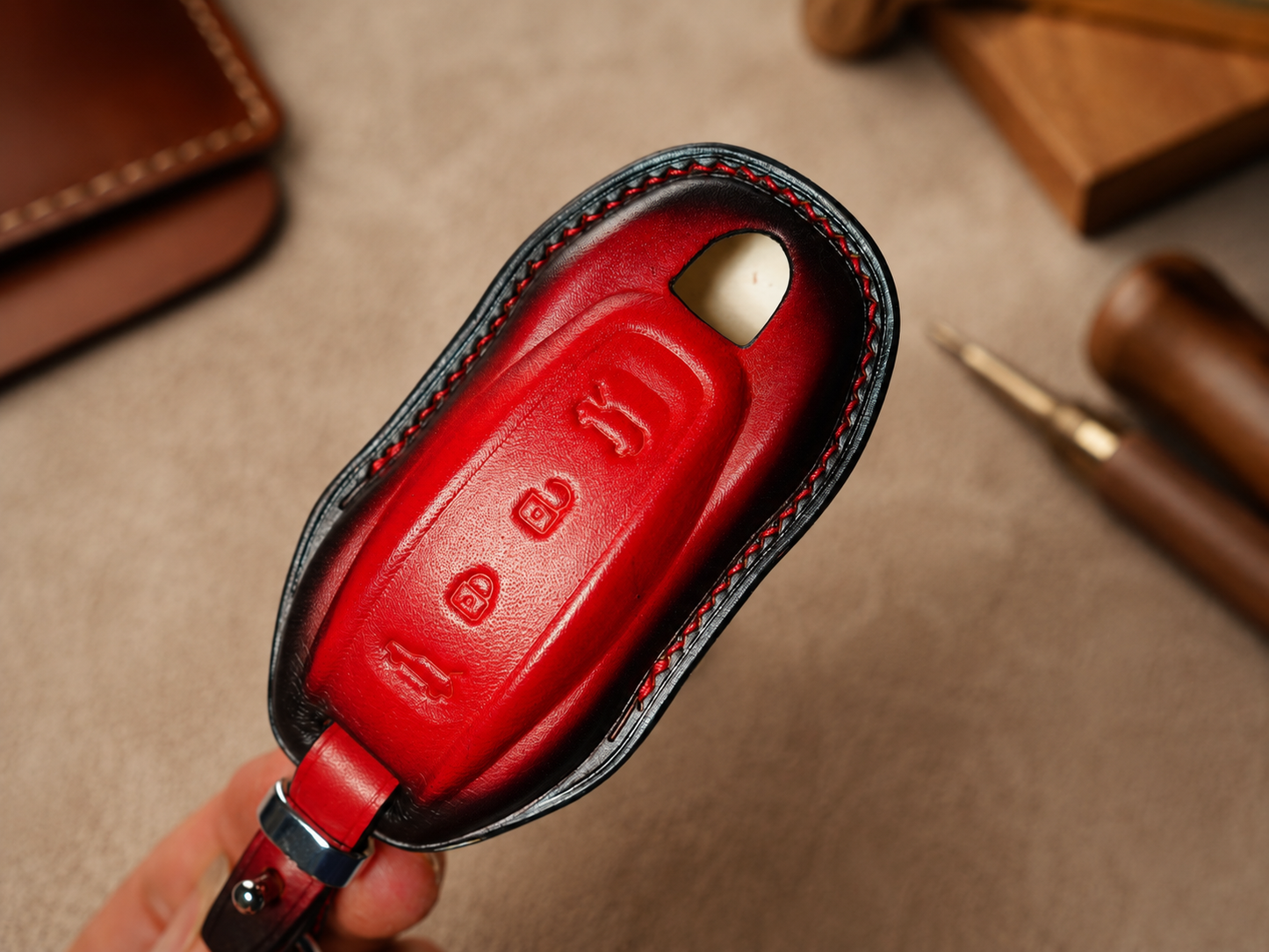Porsche smart key leather cover