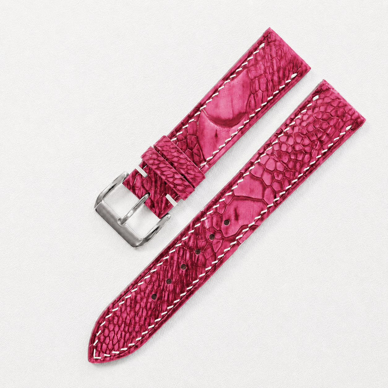 Raspberry Red Ostrich Leg Leather Watch Strap - Photo 5