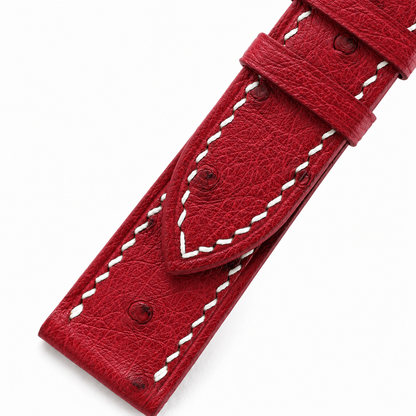 Raspberry Red Ostrich Leather Watch Strap