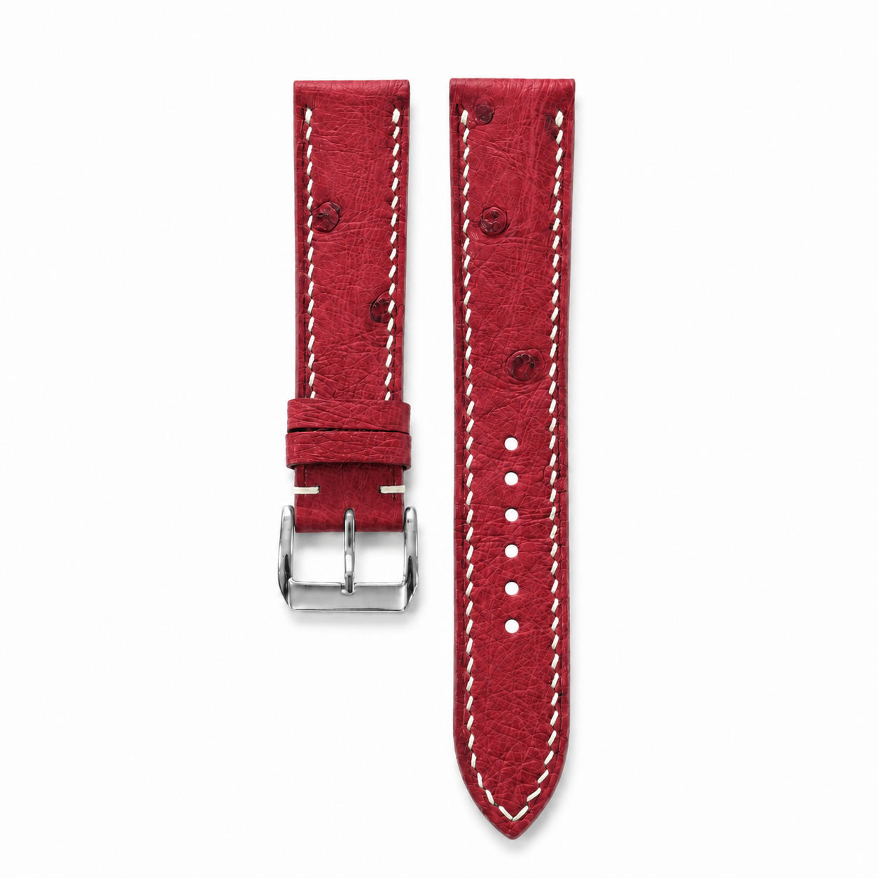Raspberry Red Ostrich Leather Watch Strap