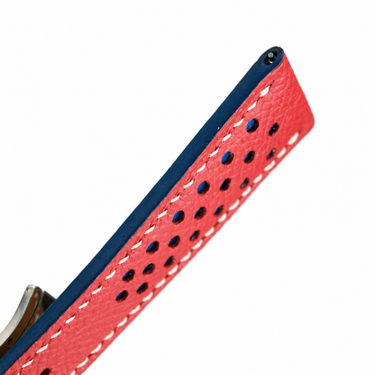 Red and Blue Racing Epsom Leather Watch Strap
