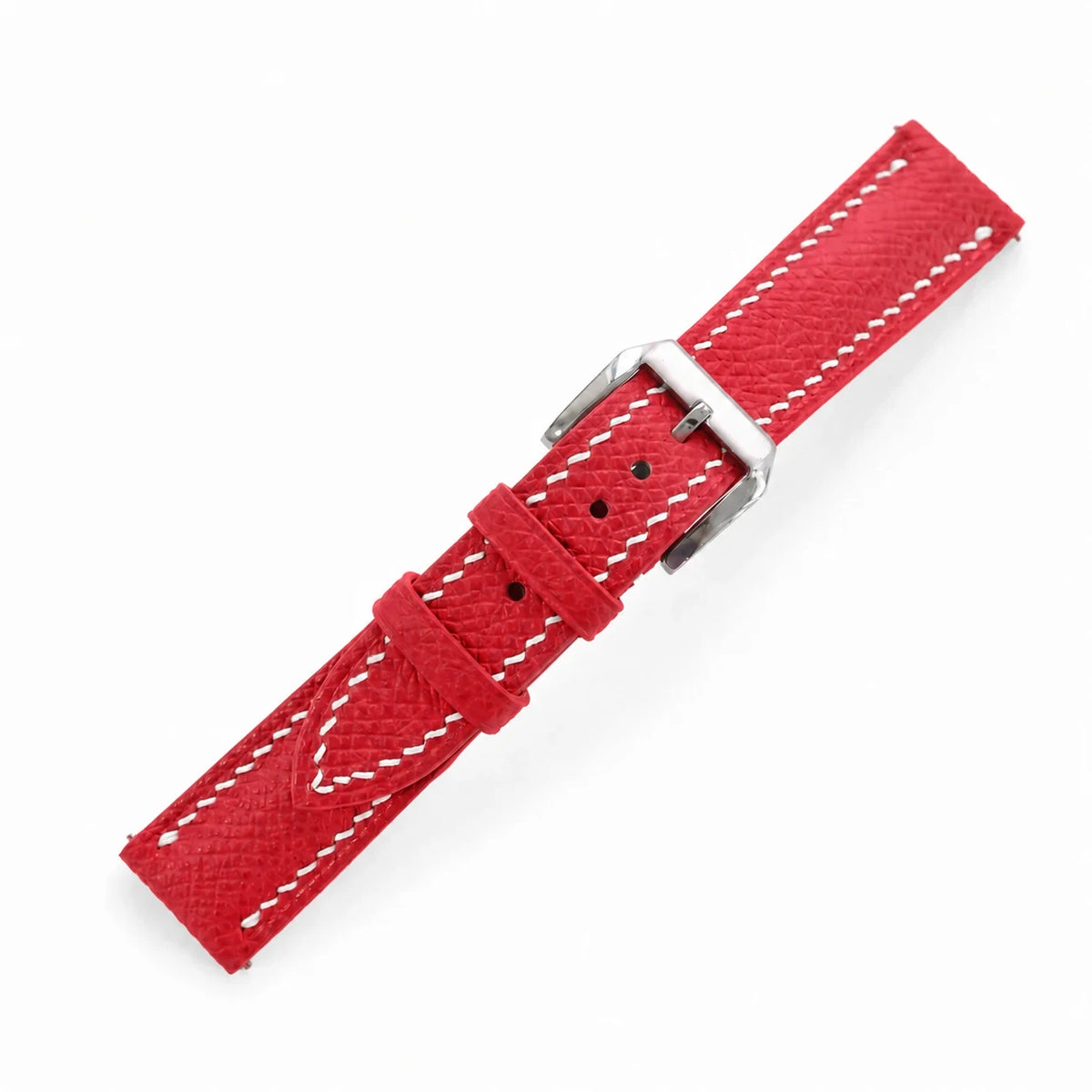 Red Epsom leather watch strap - buckle detail