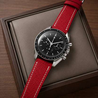 Red Epsom leather watch strap in gift box