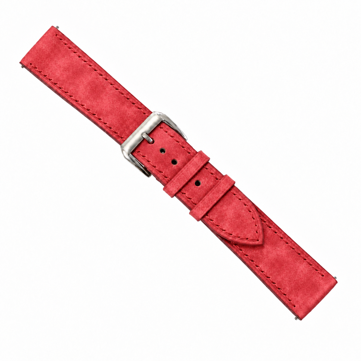 Red Pueblo Leather Watch Strap - assembled with stainless steel buckle