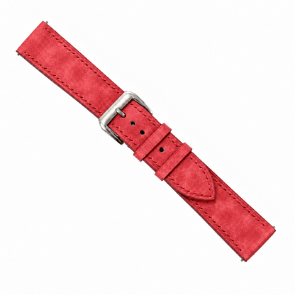 Red Pueblo Leather Watch Strap - assembled with stainless steel buckle