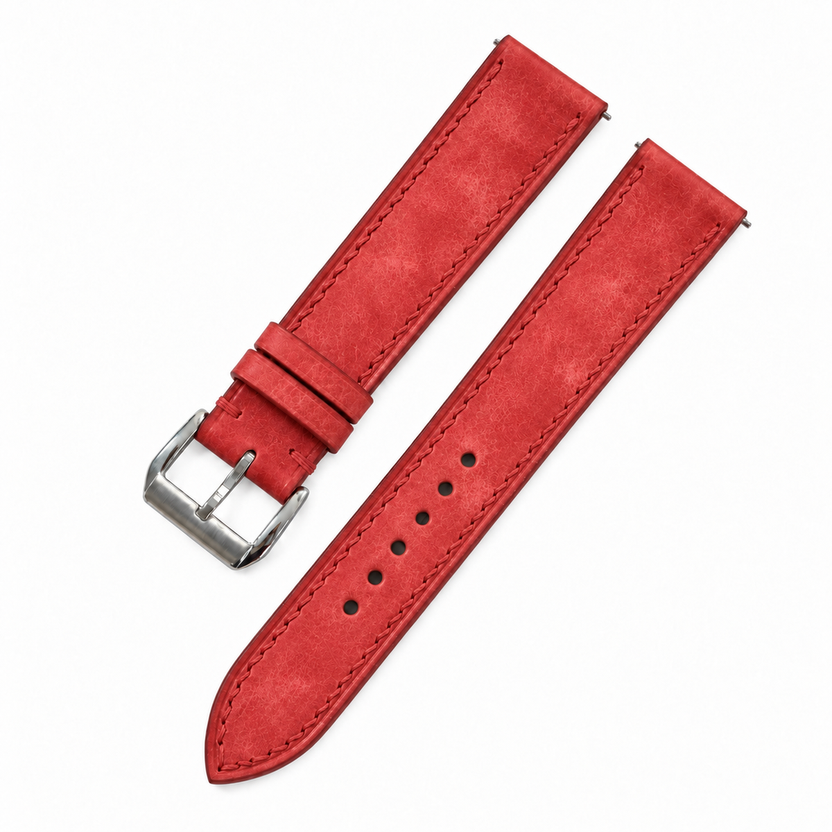 Red Pueblo Leather Watch Strap - two piece diagonal view