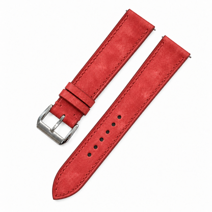 Red Pueblo Leather Watch Strap - two piece diagonal view