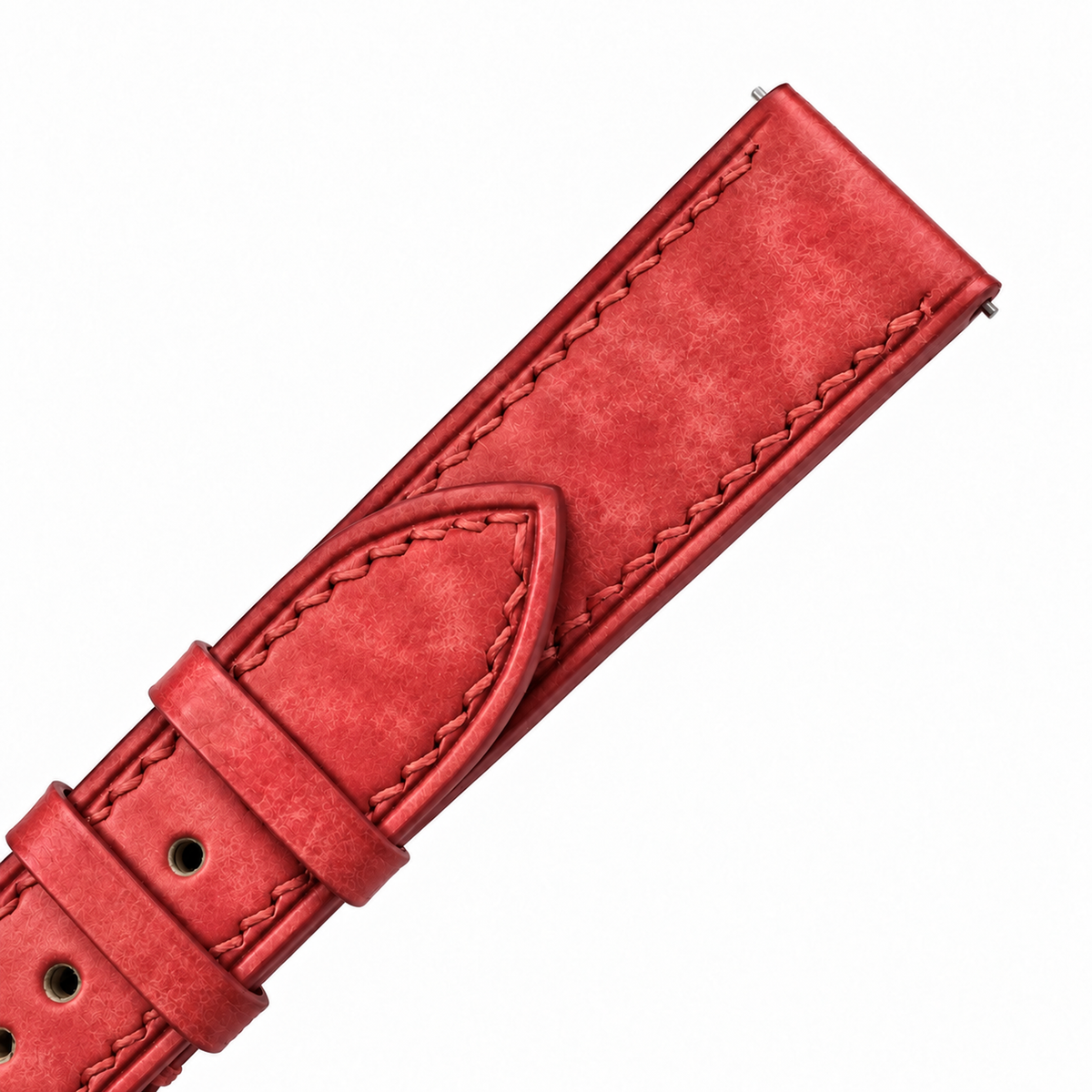 Red Pueblo Leather Watch Strap - macro of the matte Pueblo leather texture